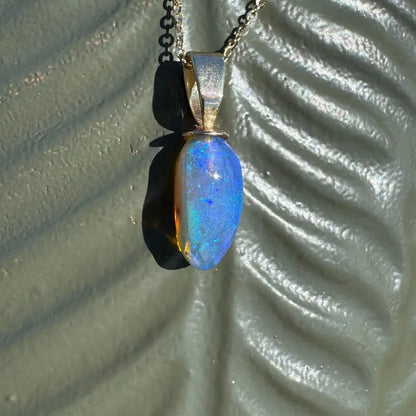 Opal Pendant with Silver Chain from Airlie Waters handcrafted 9ct gold Lightning Ridge opal