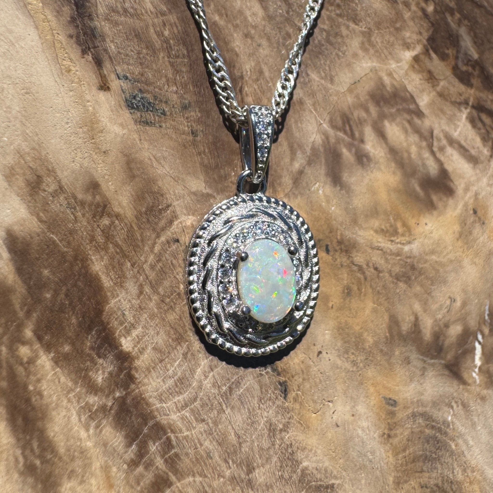 Albany Rise - 0.8ct Coober Pedy Opal 925 Silver Pendant