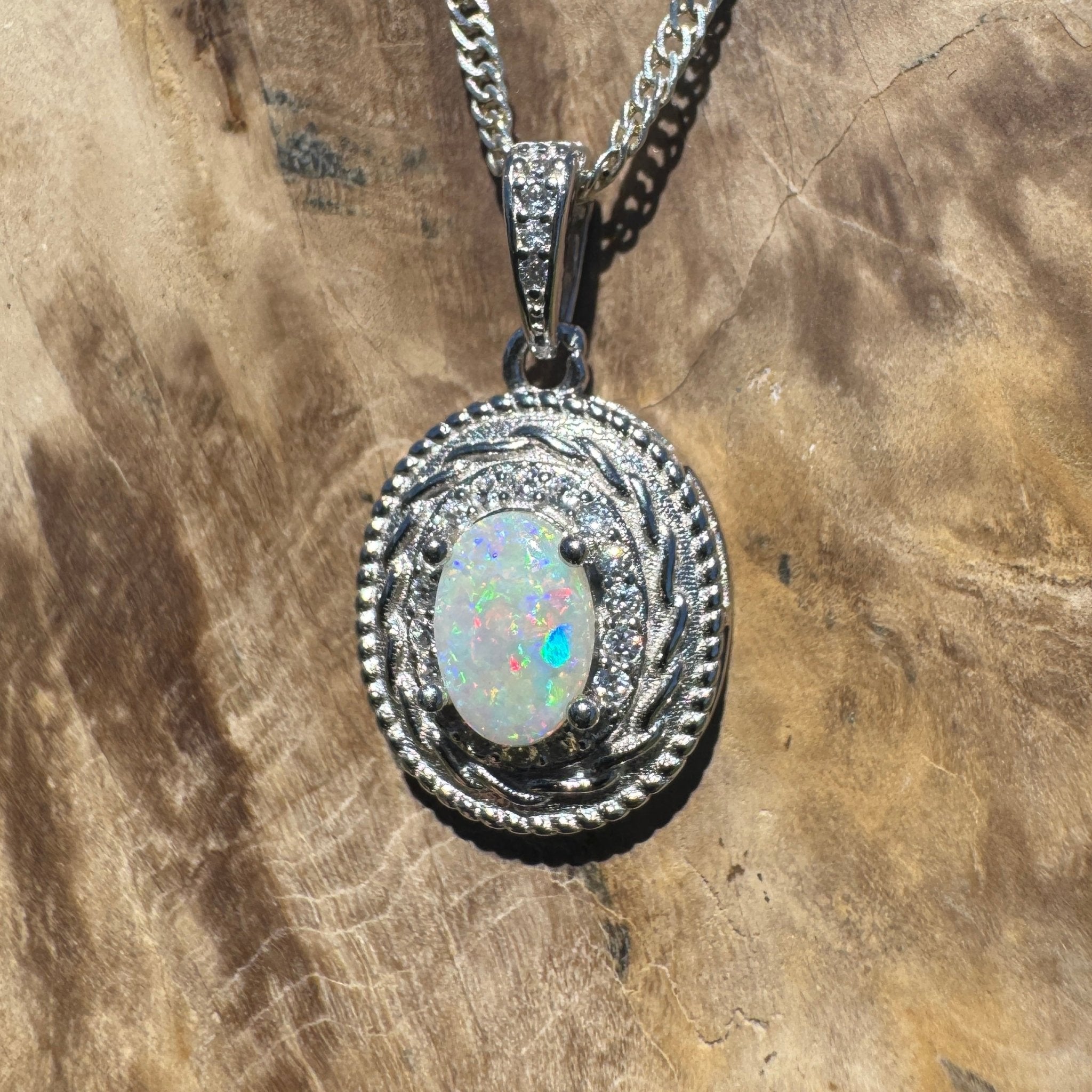 Albany Rise - 0.8ct Coober Pedy Opal 925 Silver Pendant