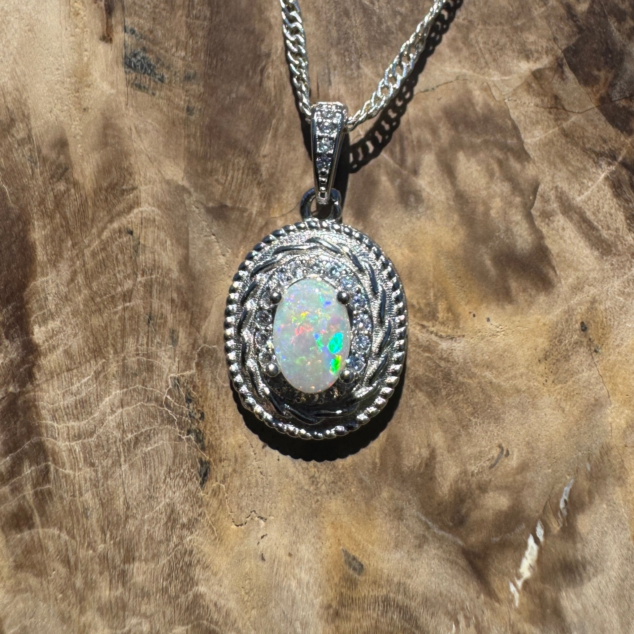 Albany Rise - 0.8ct Coober Pedy Opal 925 Silver Pendant
