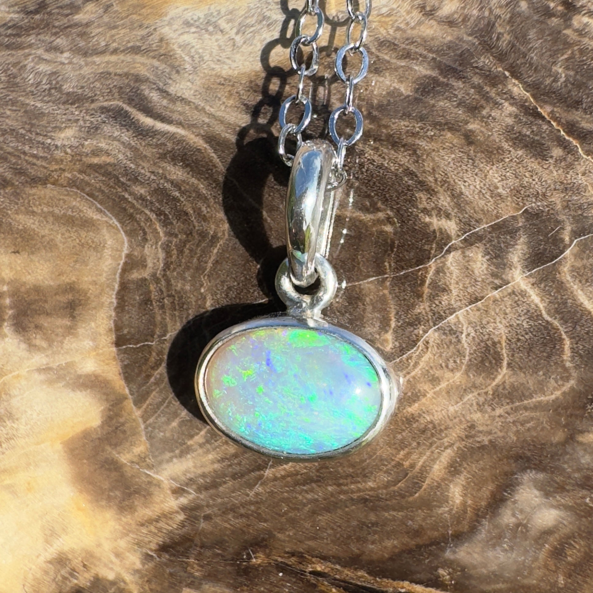 Arafura Blue ~ 1.5ct Lightning Ridge Opal 925 Silver Pendant