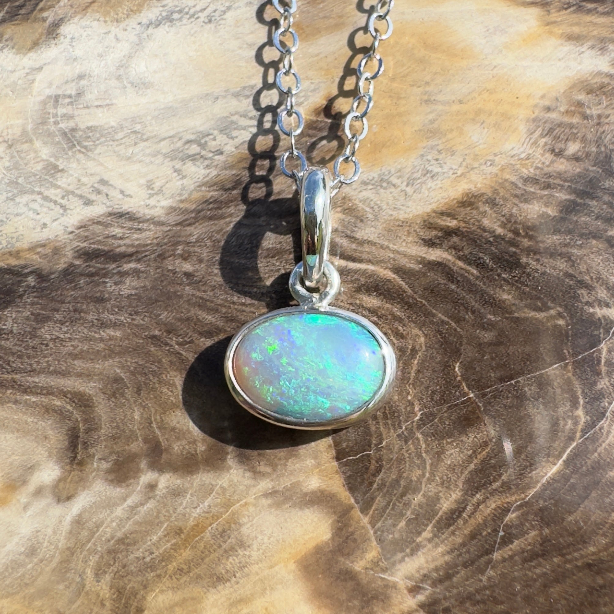 Arafura Blue ~ 1.5ct Lightning Ridge Opal 925 Silver Pendant