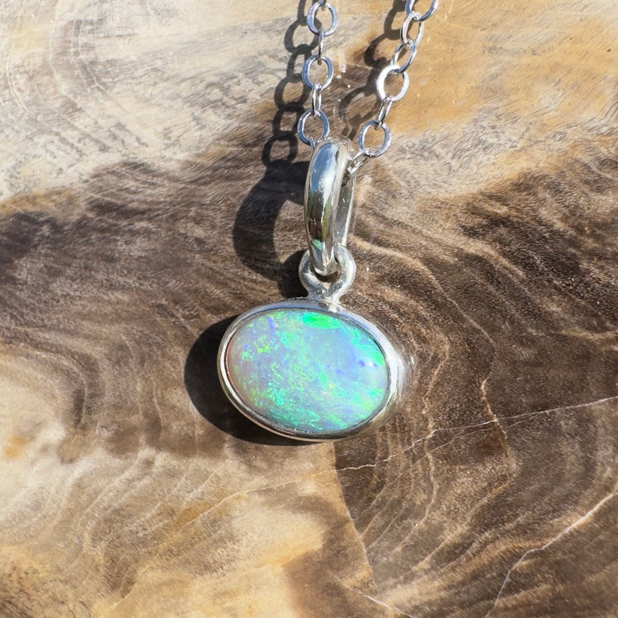 Arafura Blue ~ 1.5ct Lightning Ridge Opal 925 Silver Pendant