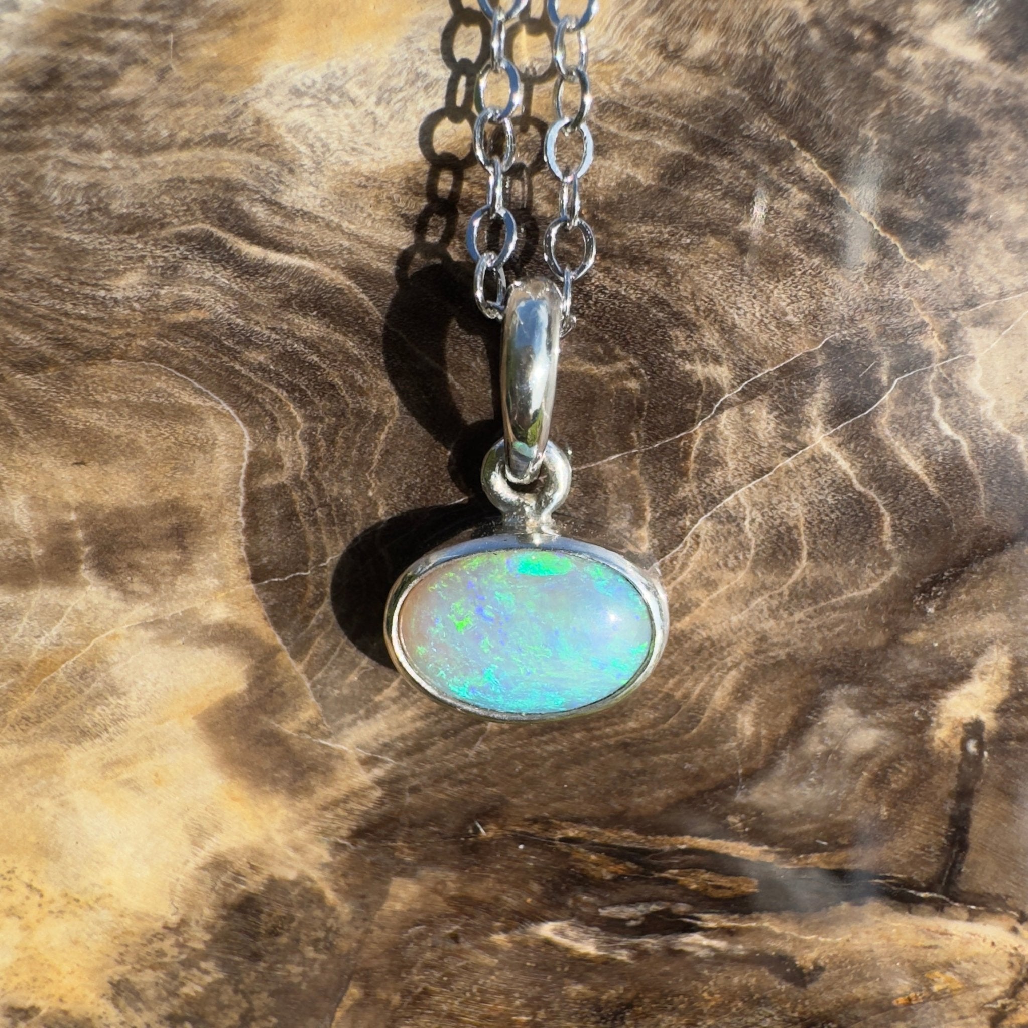 Arafura Blue ~ 1.5ct Lightning Ridge Opal 925 Silver Pendant