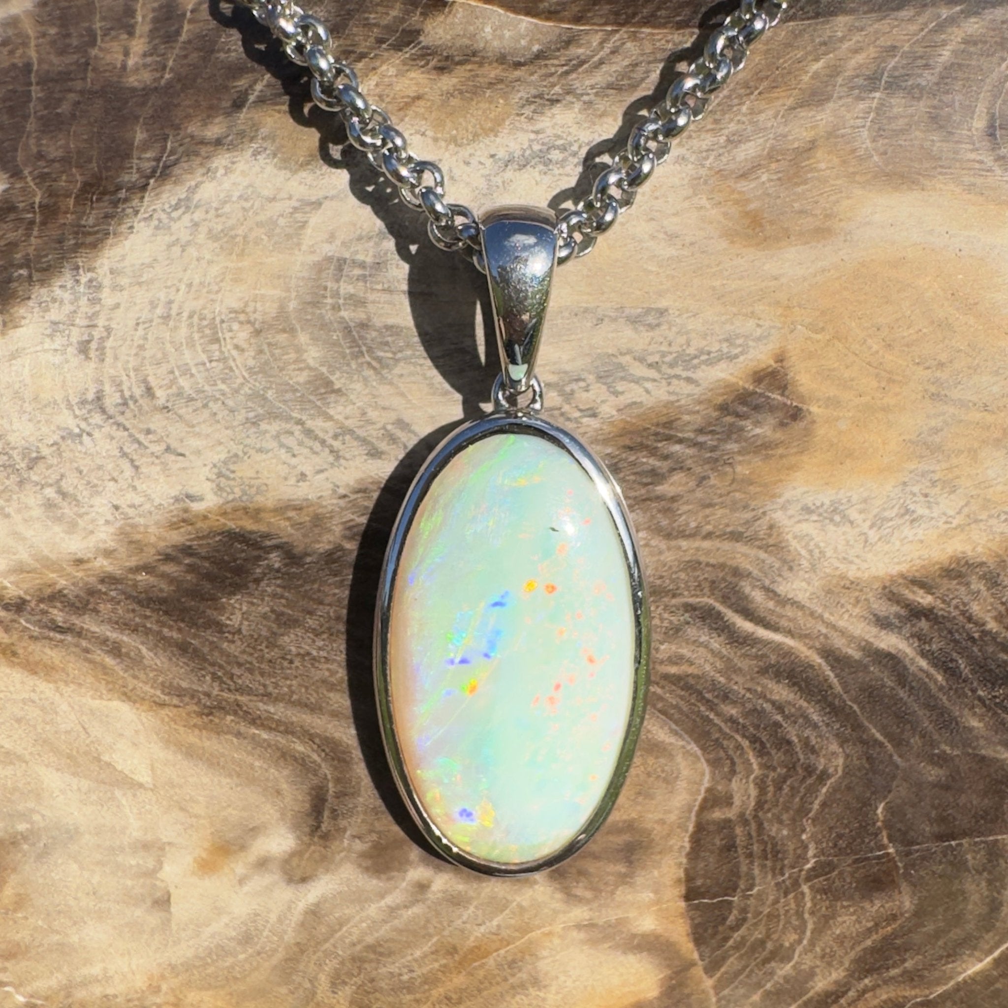 Arafura Drift ~ 4.6ct Coober Pedy Opal 925 Silver Pendant