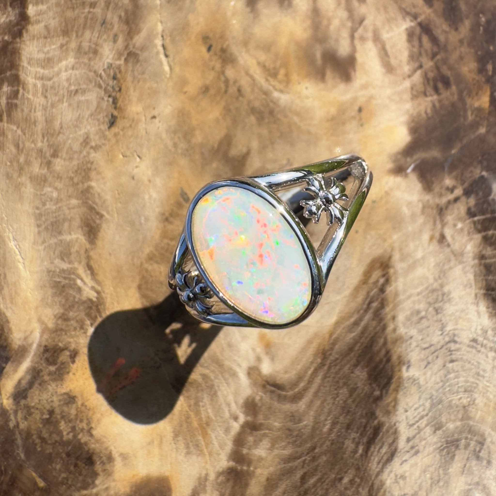 Arckaringa Gleam ~ 1.4ct Solid Coober Pedy Opal 925 Sterling Silver Ring