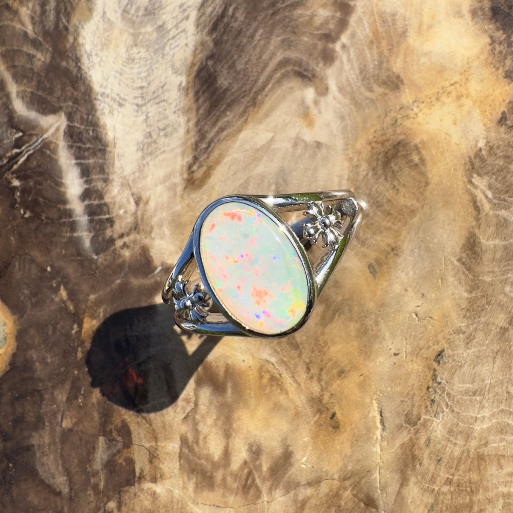 Arckaringa Gleam ~ 1.4ct Solid Coober Pedy Opal 925 Sterling Silver Ring