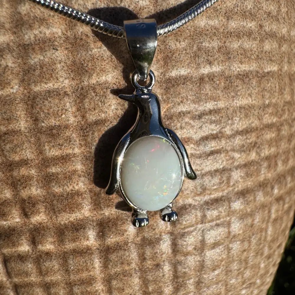 'Arctic Glow' ~ Handcrafted 1ct Solid Coober Pedy Opal 925 Sterling Silver Pendant Necklace