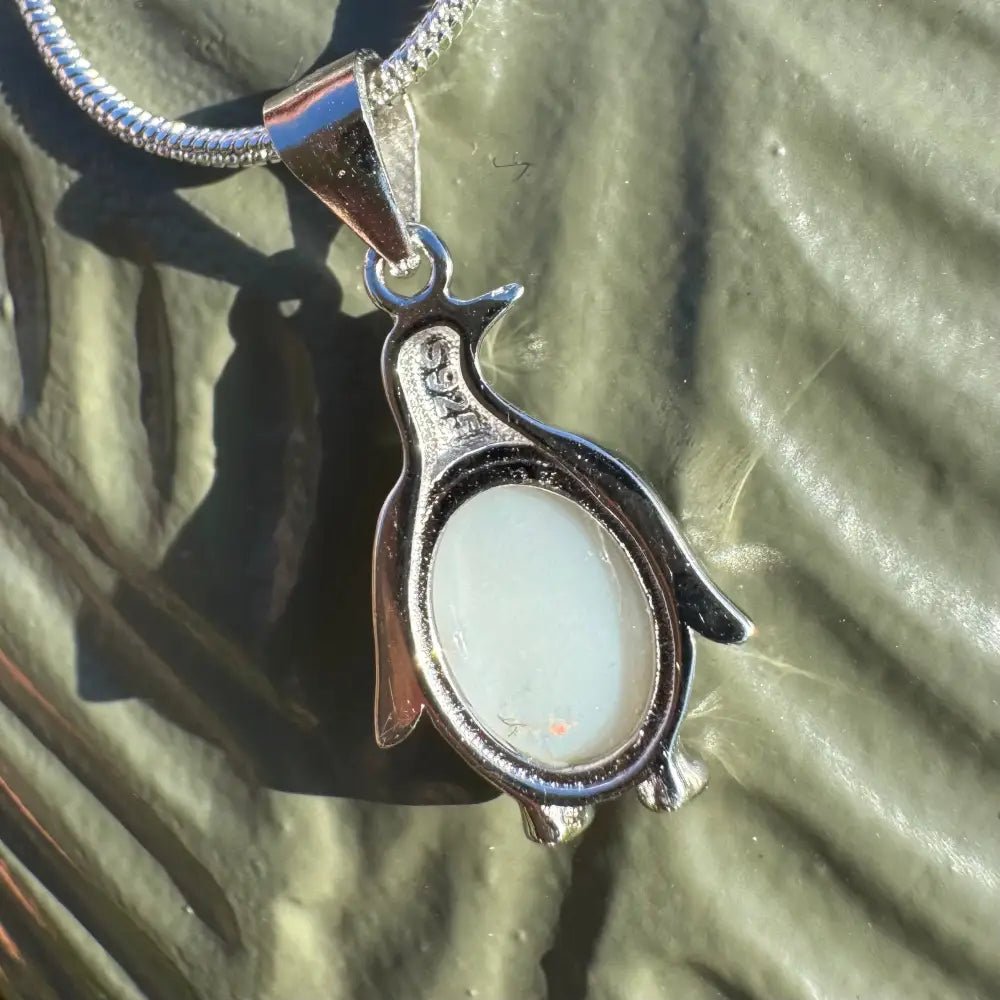 'Arctic Glow' ~ Handcrafted 1ct Solid Coober Pedy Opal 925 Sterling Silver Pendant Necklace