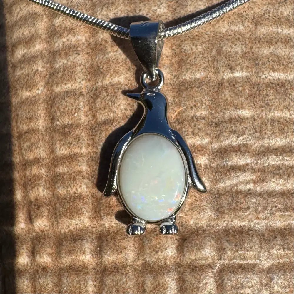 'Arctic Glow' ~ Handcrafted 1ct Solid Coober Pedy Opal 925 Sterling Silver Pendant Necklace