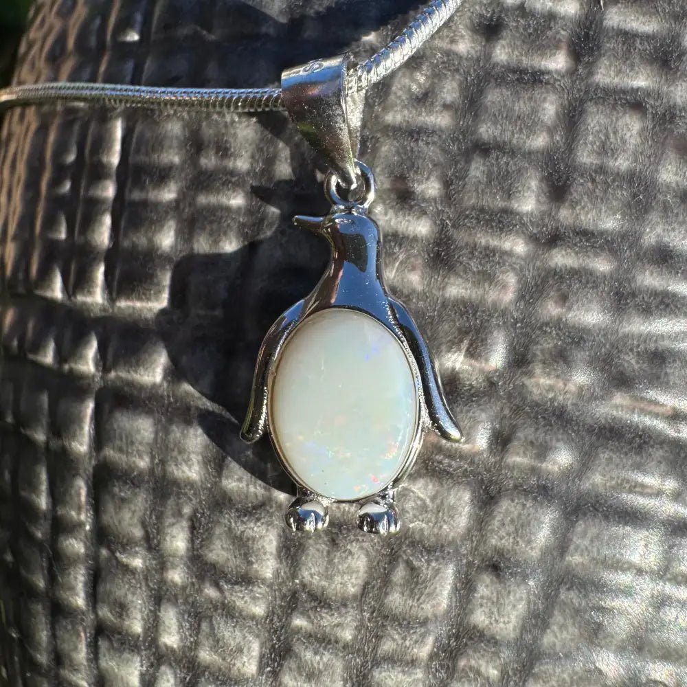 'Arctic Glow' ~ Handcrafted 1ct Solid Coober Pedy Opal 925 Sterling Silver Pendant Necklace