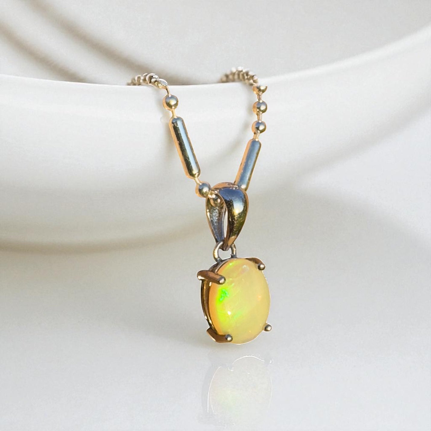 Aurora Glow ~ Handcrafted 0.8ct Coober Pedy Opal Pendant – Silver Pendant Elegance.