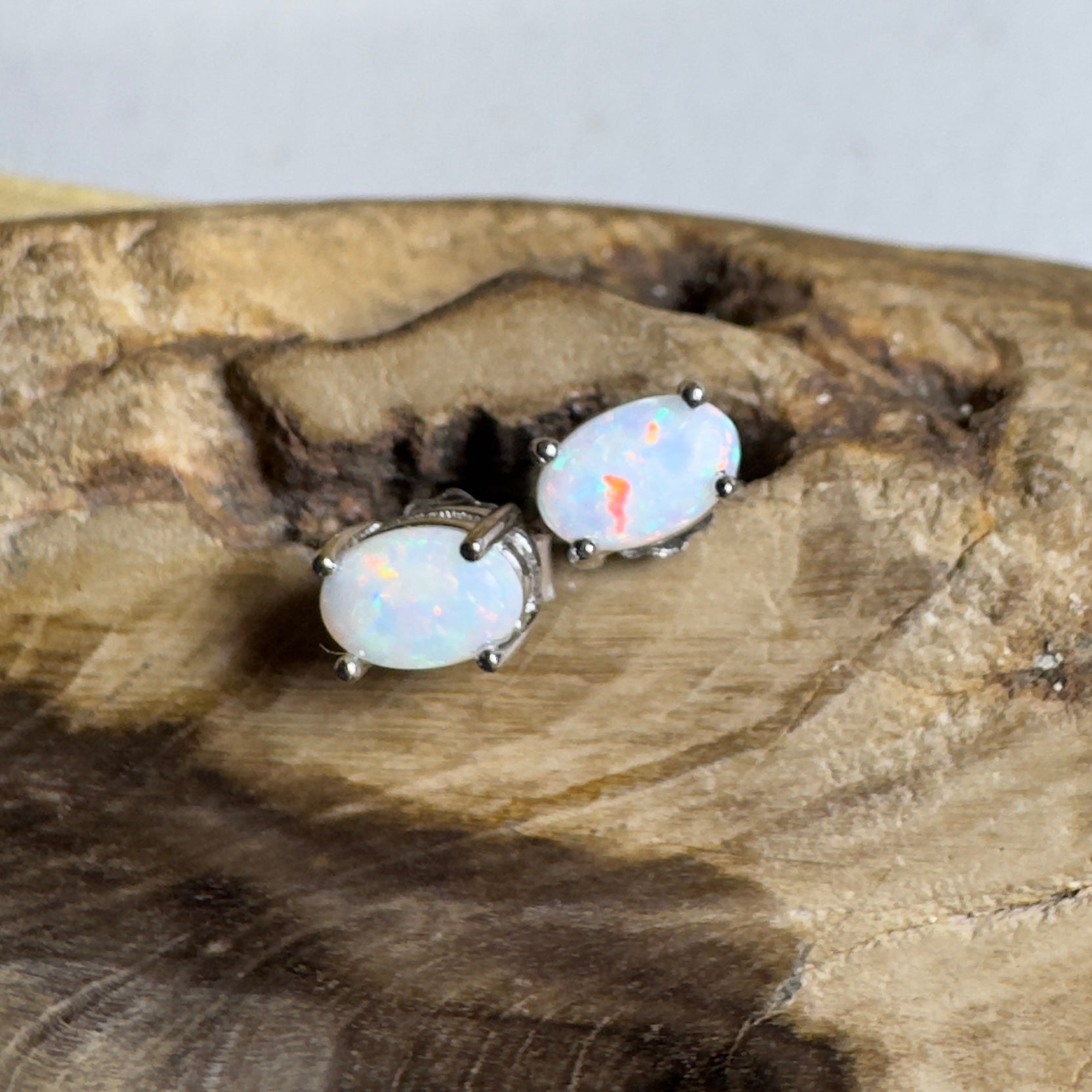 Azure Tide ~ 0.6ct Coober Pedy Opal Sterling Silver Earrings