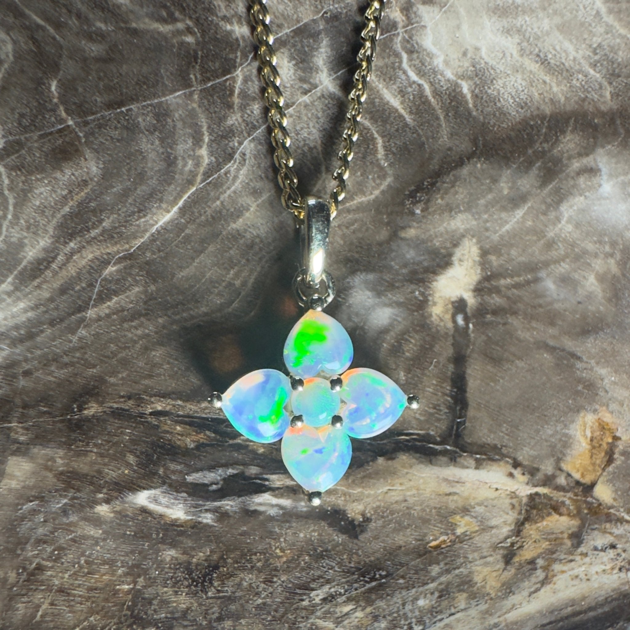 Banksia Light ~ 9ct Solid Gold 0.4ct Coober Pedy Crystal Opal Pendant