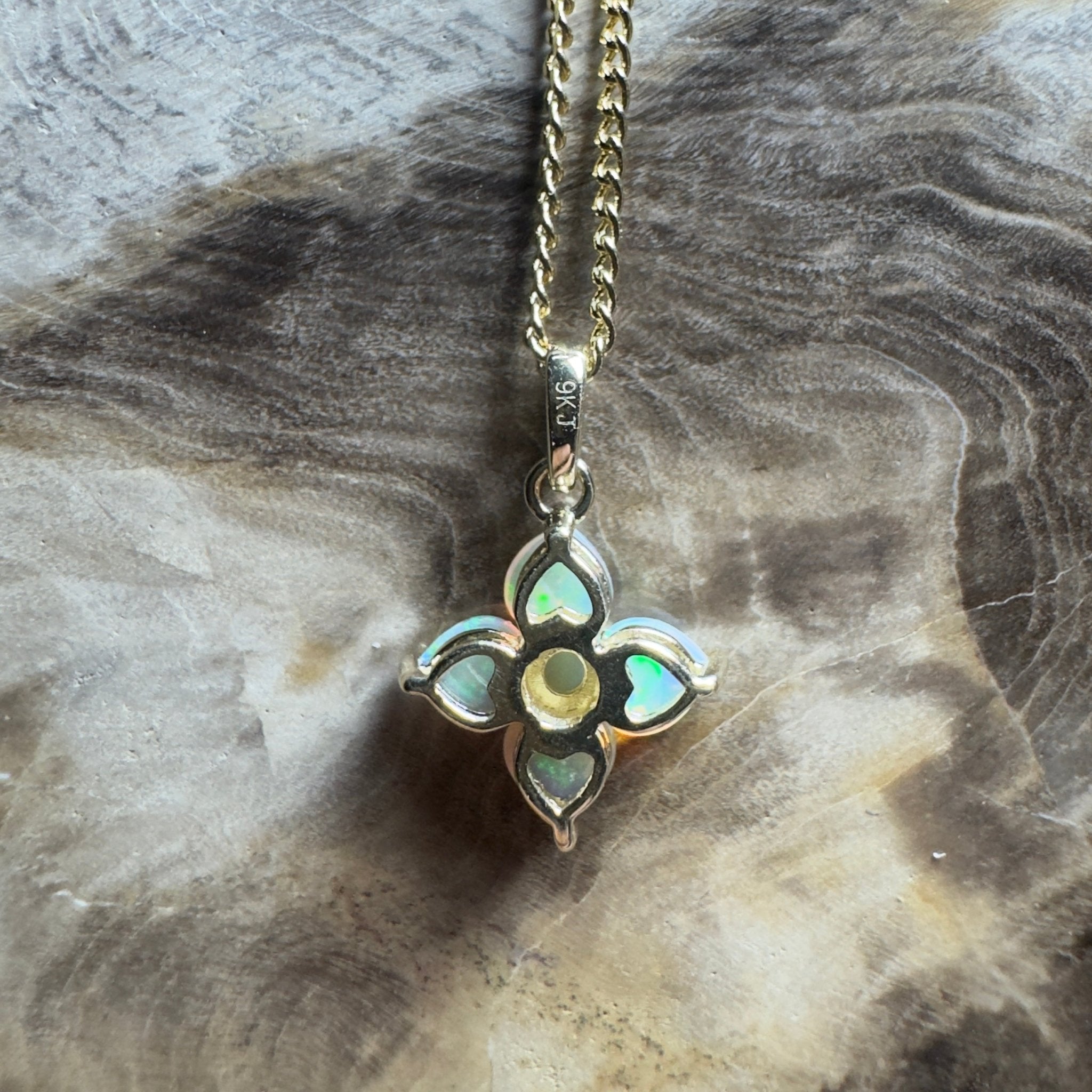 Banksia Light ~ 9ct Solid Gold 0.4ct Coober Pedy Crystal Opal Pendant