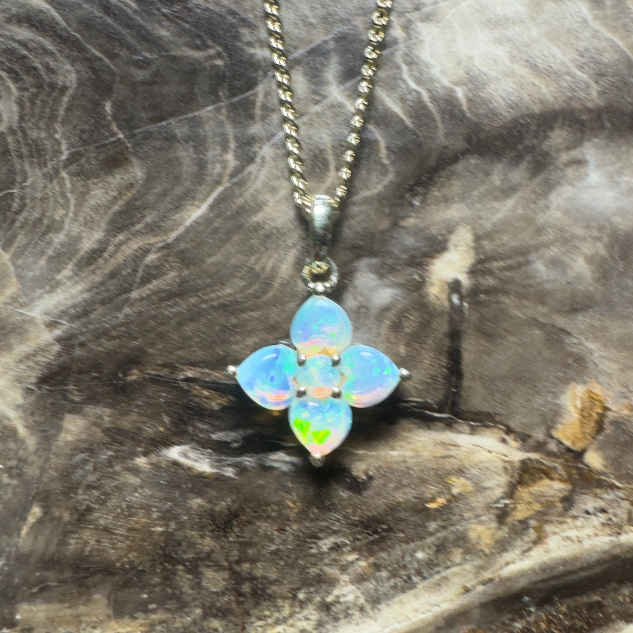Banksia Light ~ 9ct Solid Gold 0.4ct Coober Pedy Crystal Opal Pendant