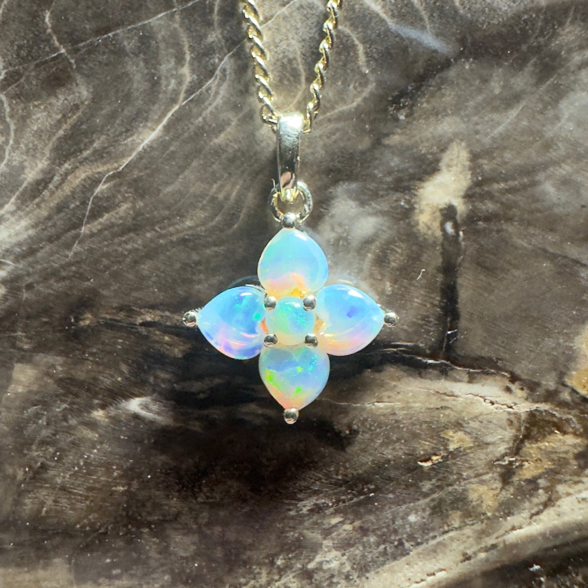 Banksia Light ~ 9ct Solid Gold 0.4ct Coober Pedy Crystal Opal Pendant