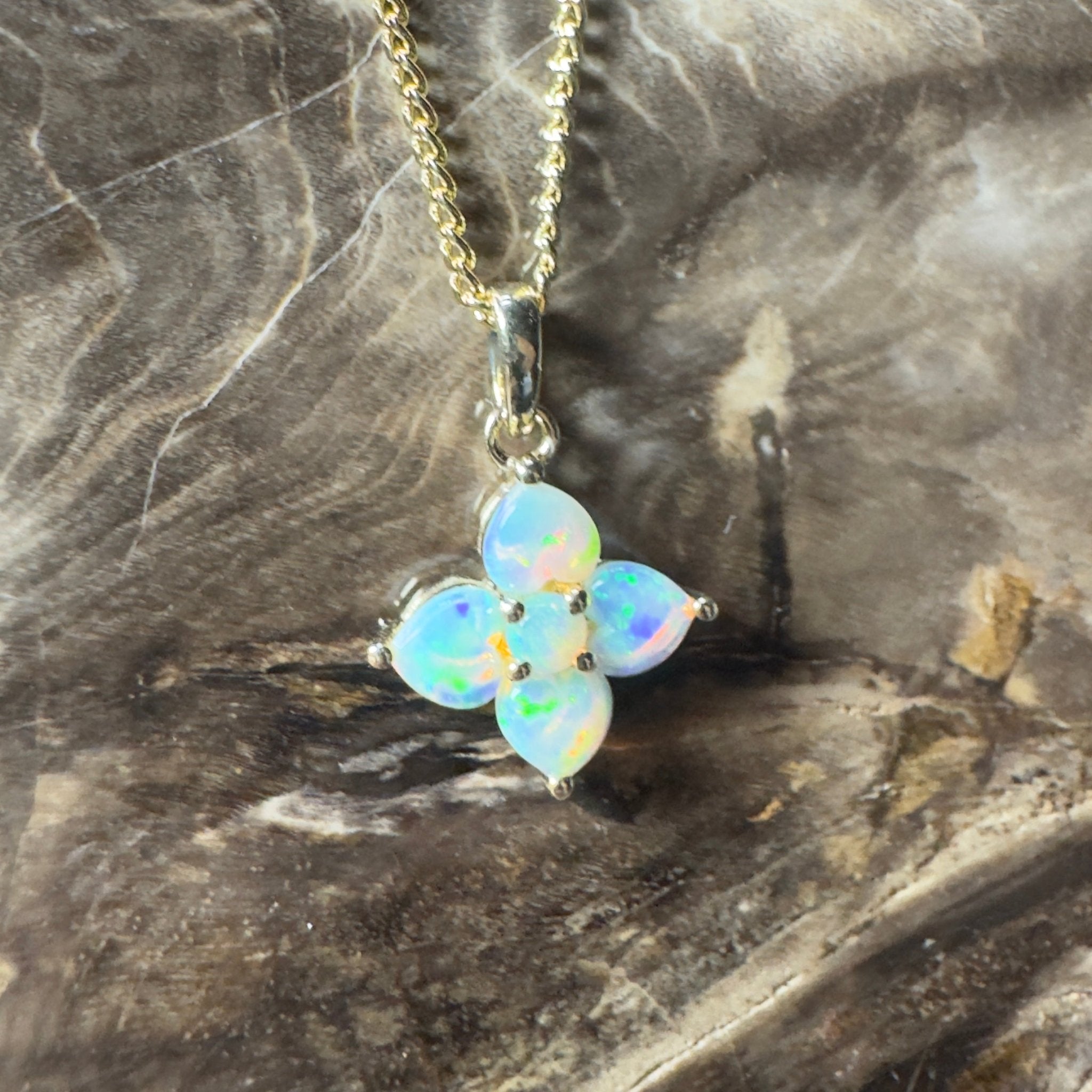Banksia Light ~ 9ct Solid Gold 0.4ct Coober Pedy Crystal Opal Pendant
