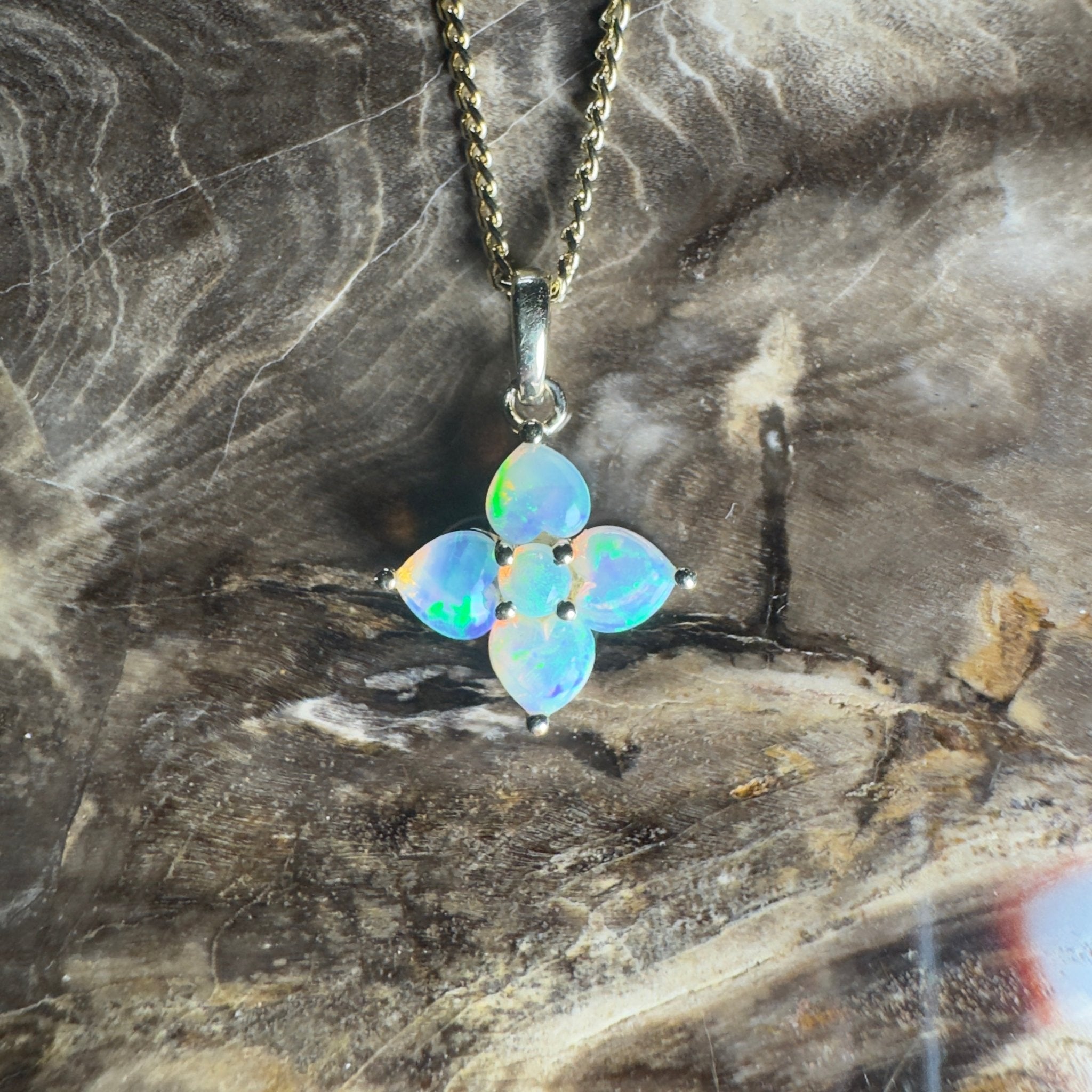 Banksia Light ~ 9ct Solid Gold 0.4ct Coober Pedy Crystal Opal Pendant