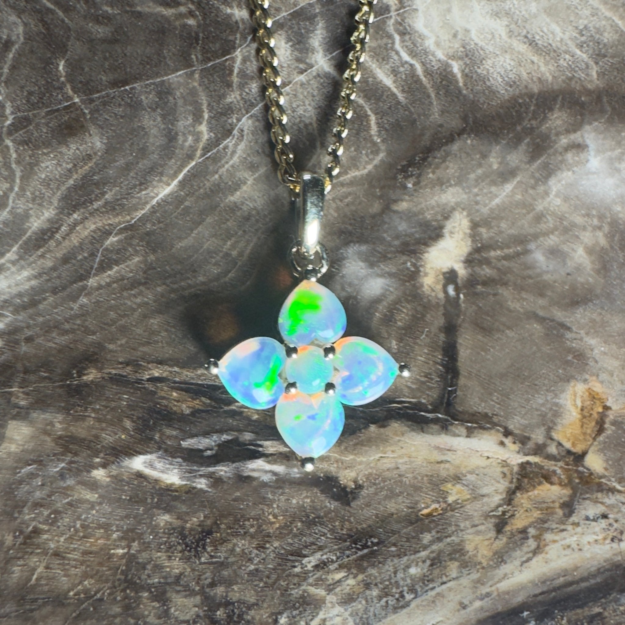 Banksia Light ~ 9ct Solid Gold 0.4ct Coober Pedy Crystal Opal Pendant