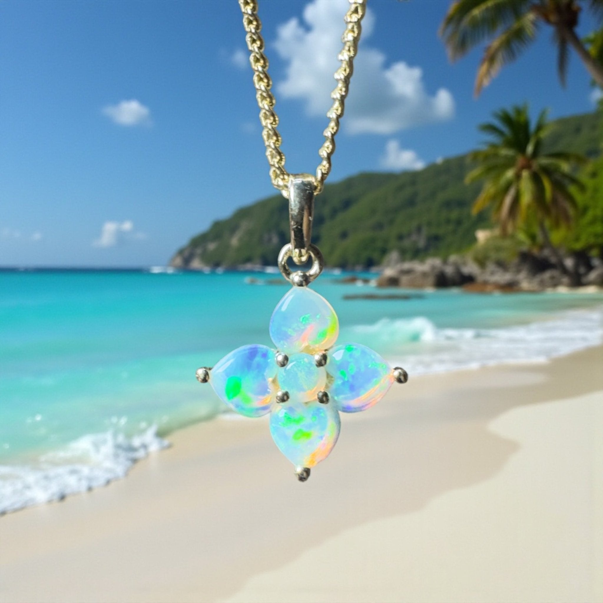 Banksia Light ~ 9ct Solid Gold 0.4ct Coober Pedy Crystal Opal Pendant