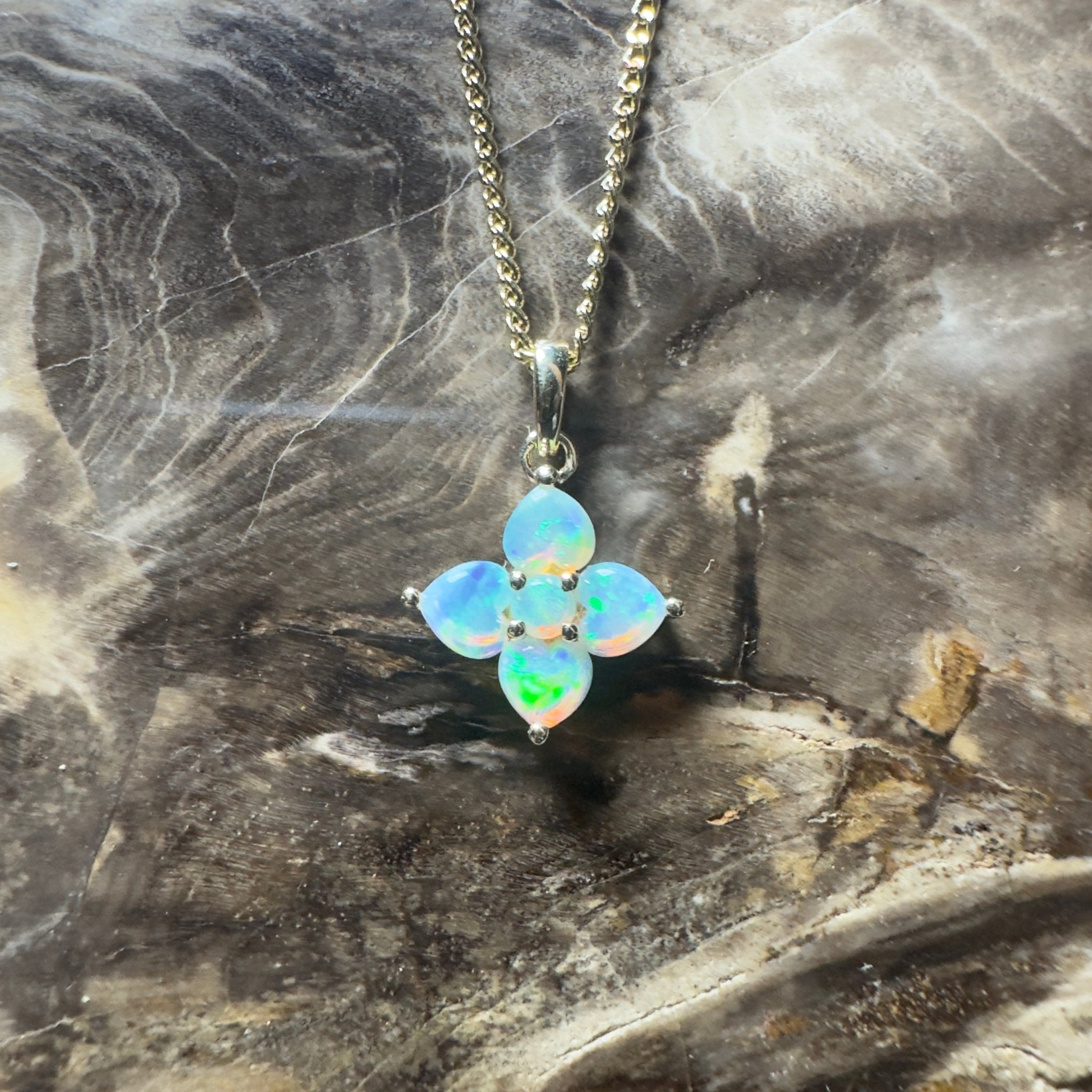 Banksia Light ~ 9ct Solid Gold 0.4ct Coober Pedy Crystal Opal Pendant