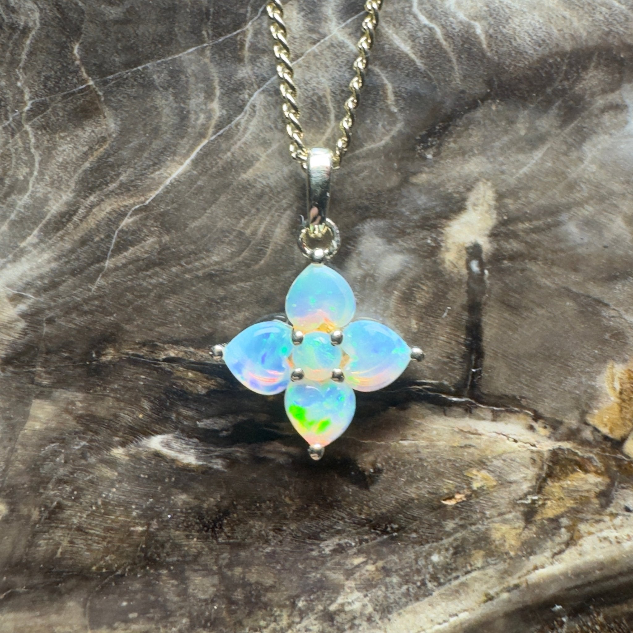 Banksia Light ~ 9ct Solid Gold 0.4ct Coober Pedy Crystal Opal Pendant