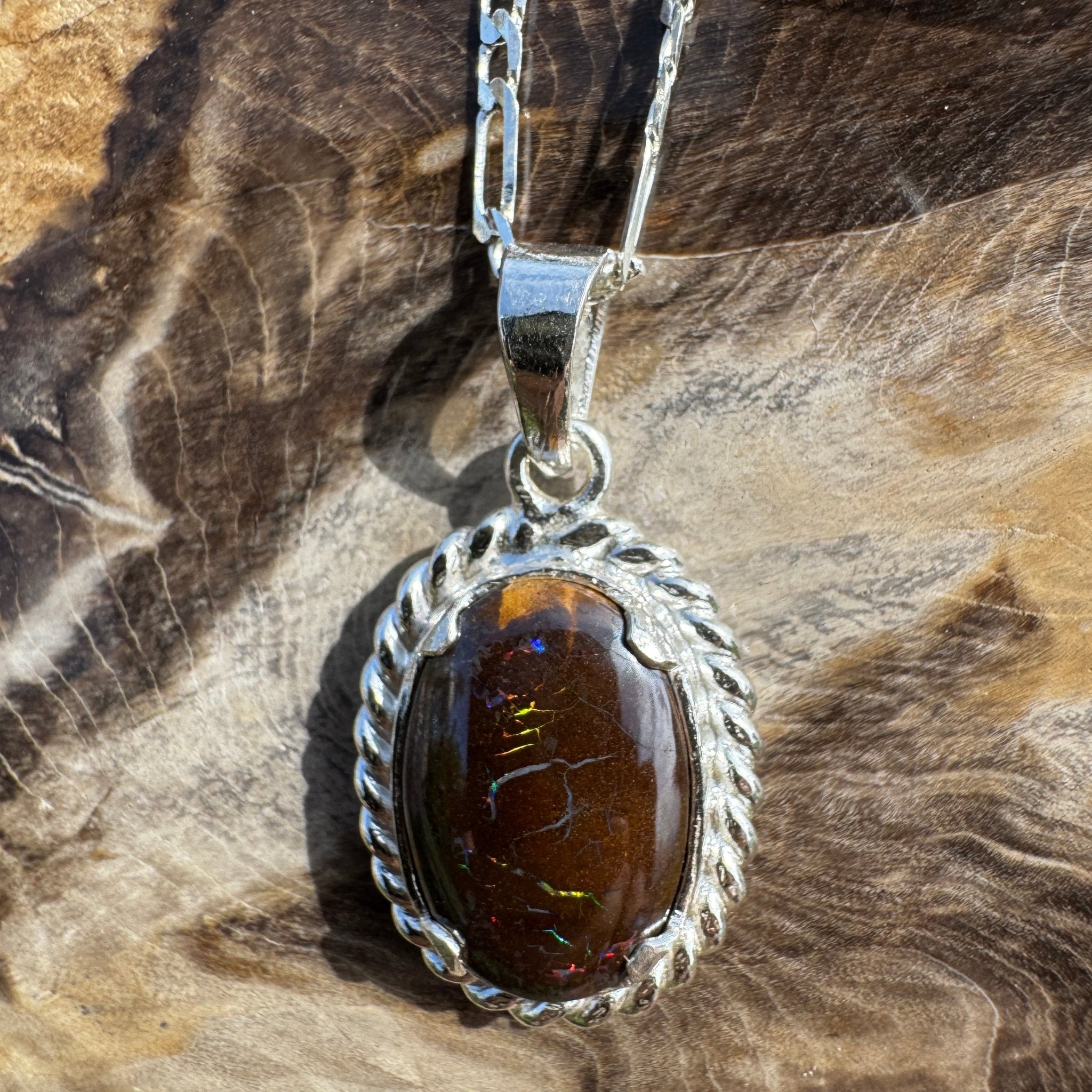 Barcoo Current ~ Queensland Boulder Opal 925 Sterling Silver Pendant Necklace