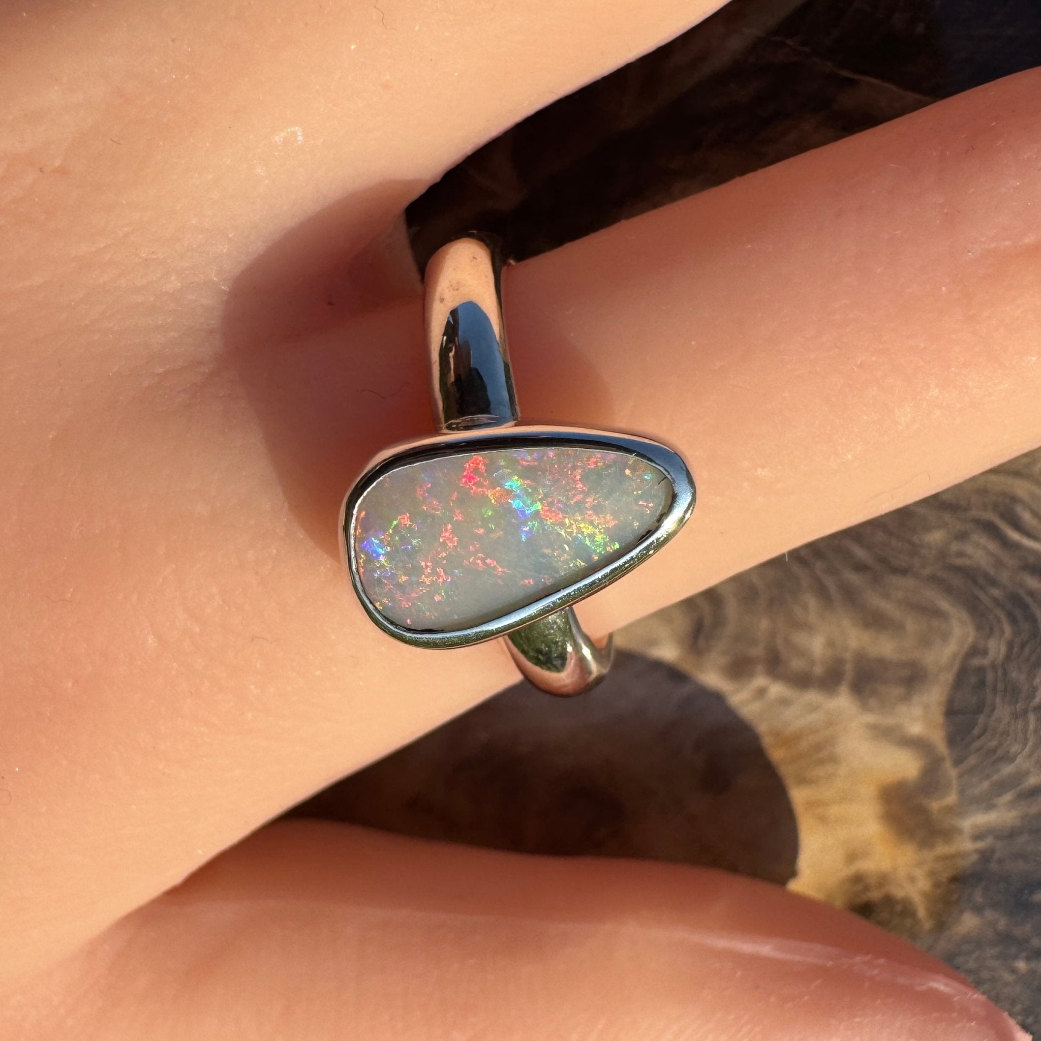 Barossa Flame ~ 2ct Lightning Ridge Solid Opal 925 Silver Ring