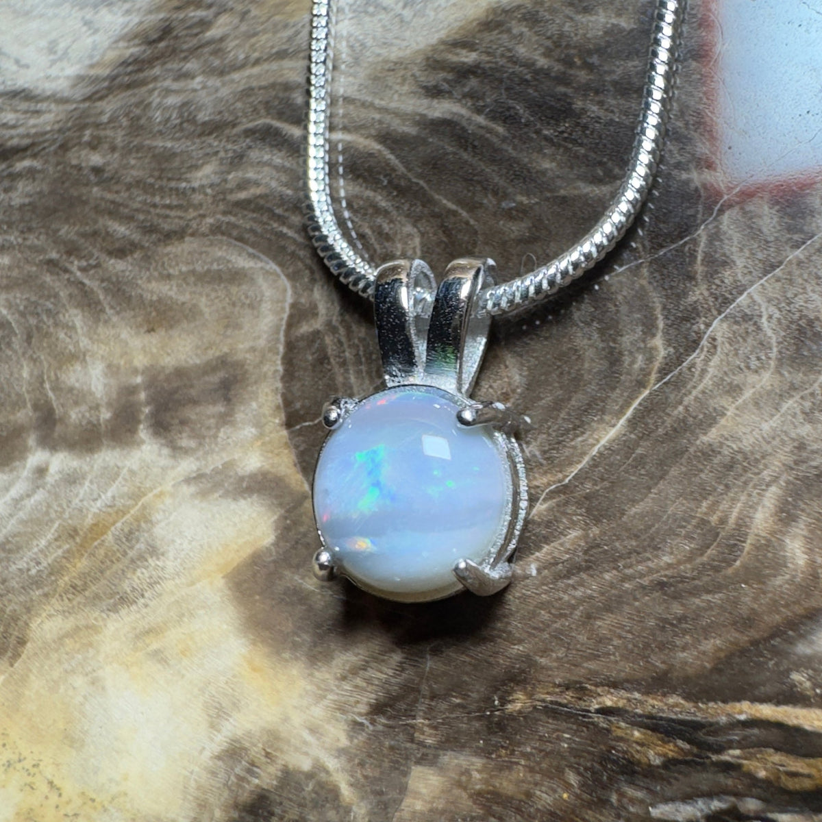 Barossa Mist ~ 1ct Lightning Ridge Opal 925 Silver Pendant