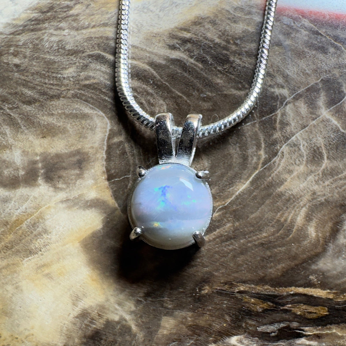 Barossa Mist ~ 1ct Lightning Ridge Opal 925 Silver Pendant