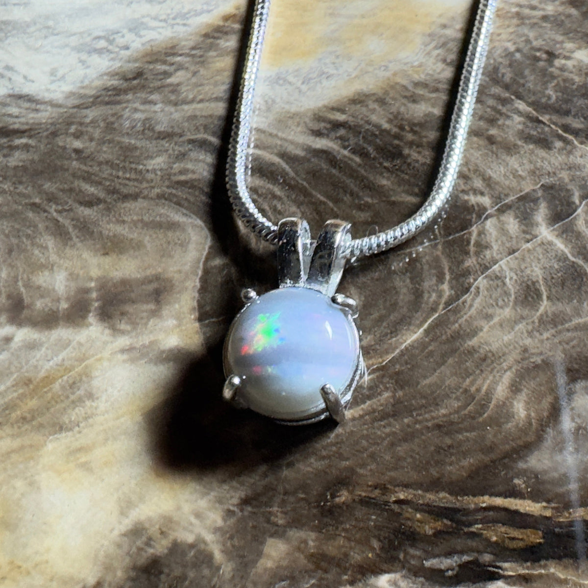 Barossa Mist ~ 1ct Lightning Ridge Opal 925 Silver Pendant