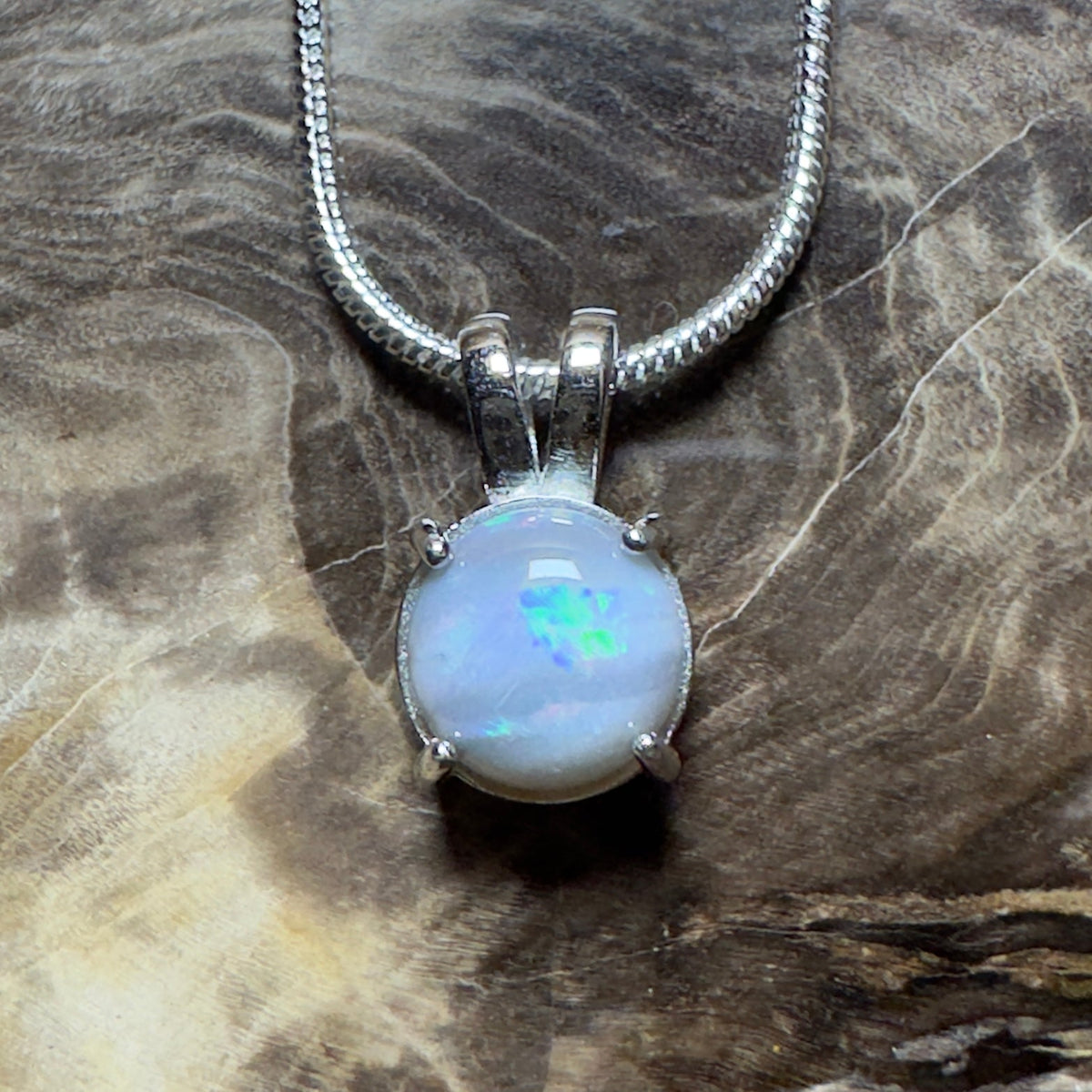 Barossa Mist ~ 1ct Lightning Ridge Opal 925 Silver Pendant