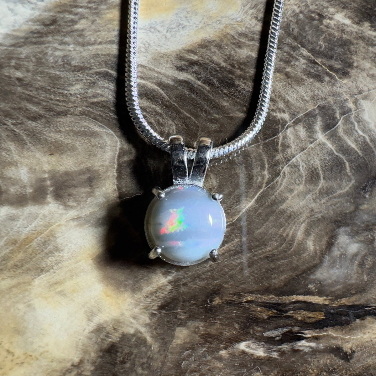 Barossa Mist ~ 1ct Lightning Ridge Opal 925 Silver Pendant