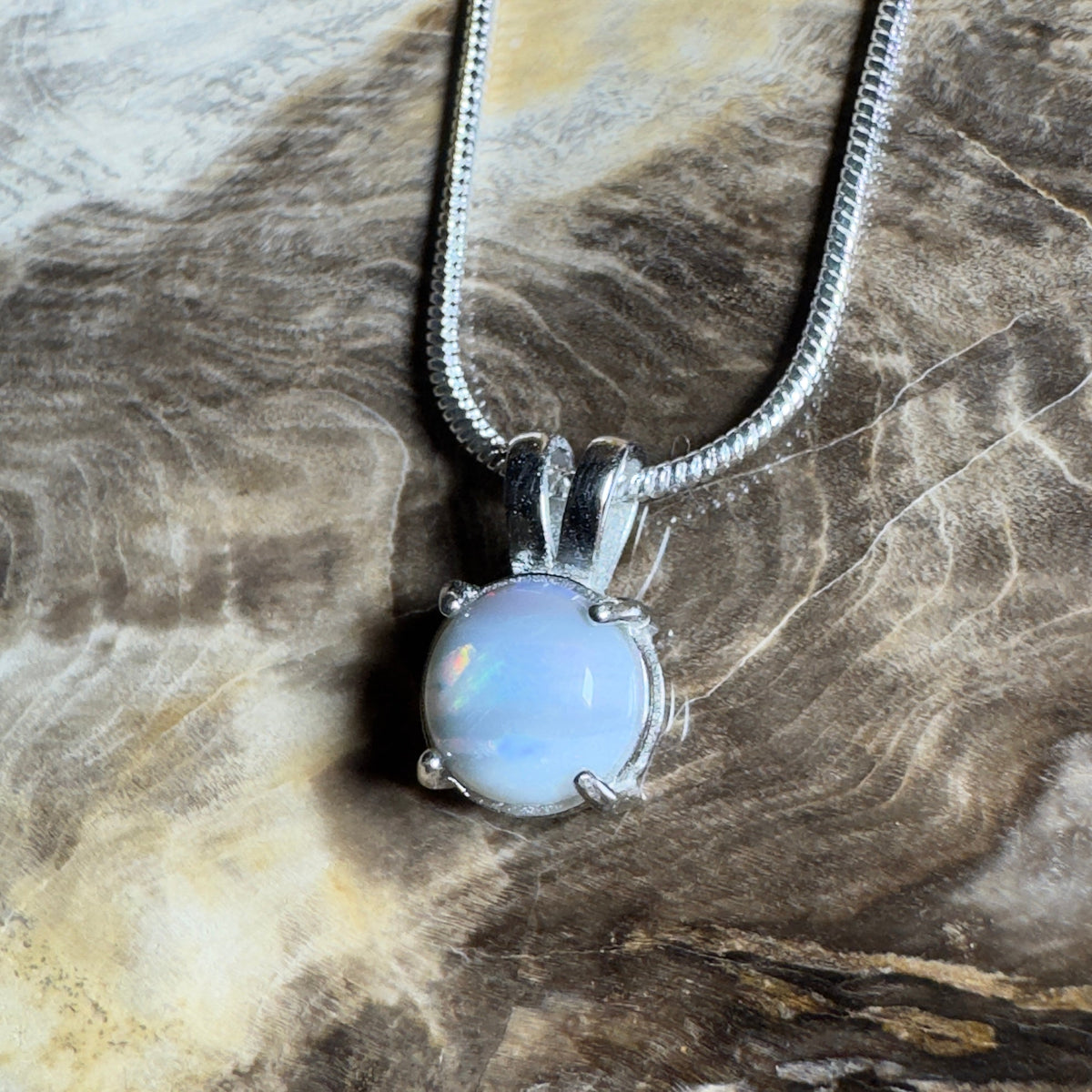 Barossa Mist ~ 1ct Lightning Ridge Opal 925 Silver Pendant