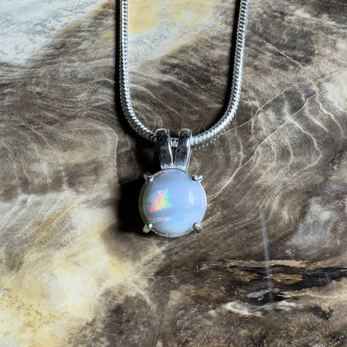 Barossa Mist ~ 1ct Lightning Ridge Opal 925 Silver Pendant