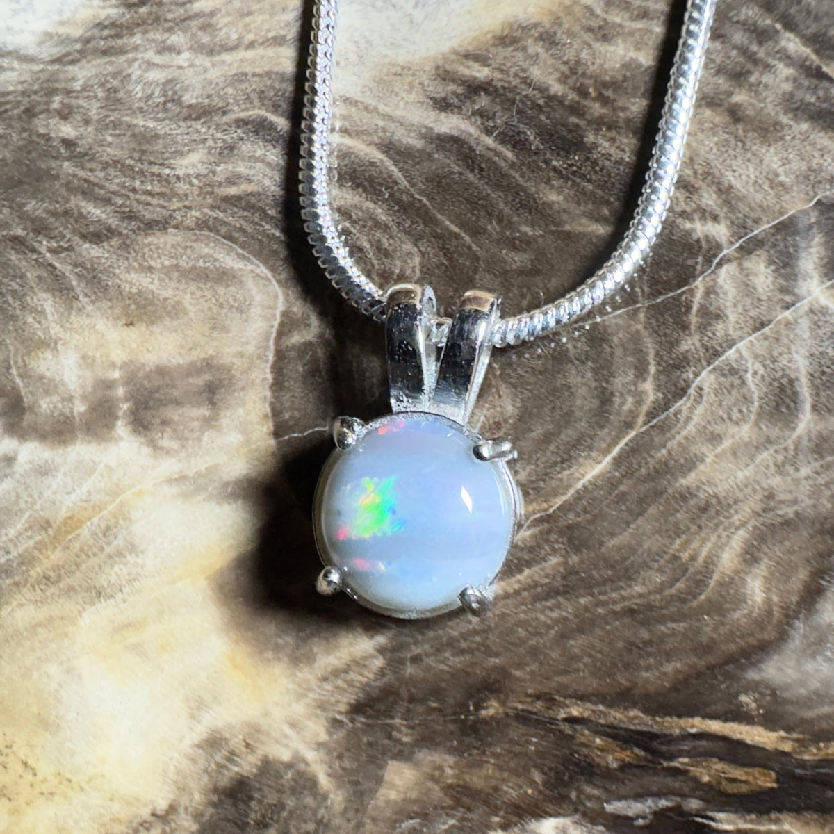 Barossa Mist ~ 1ct Lightning Ridge Opal 925 Silver Pendant