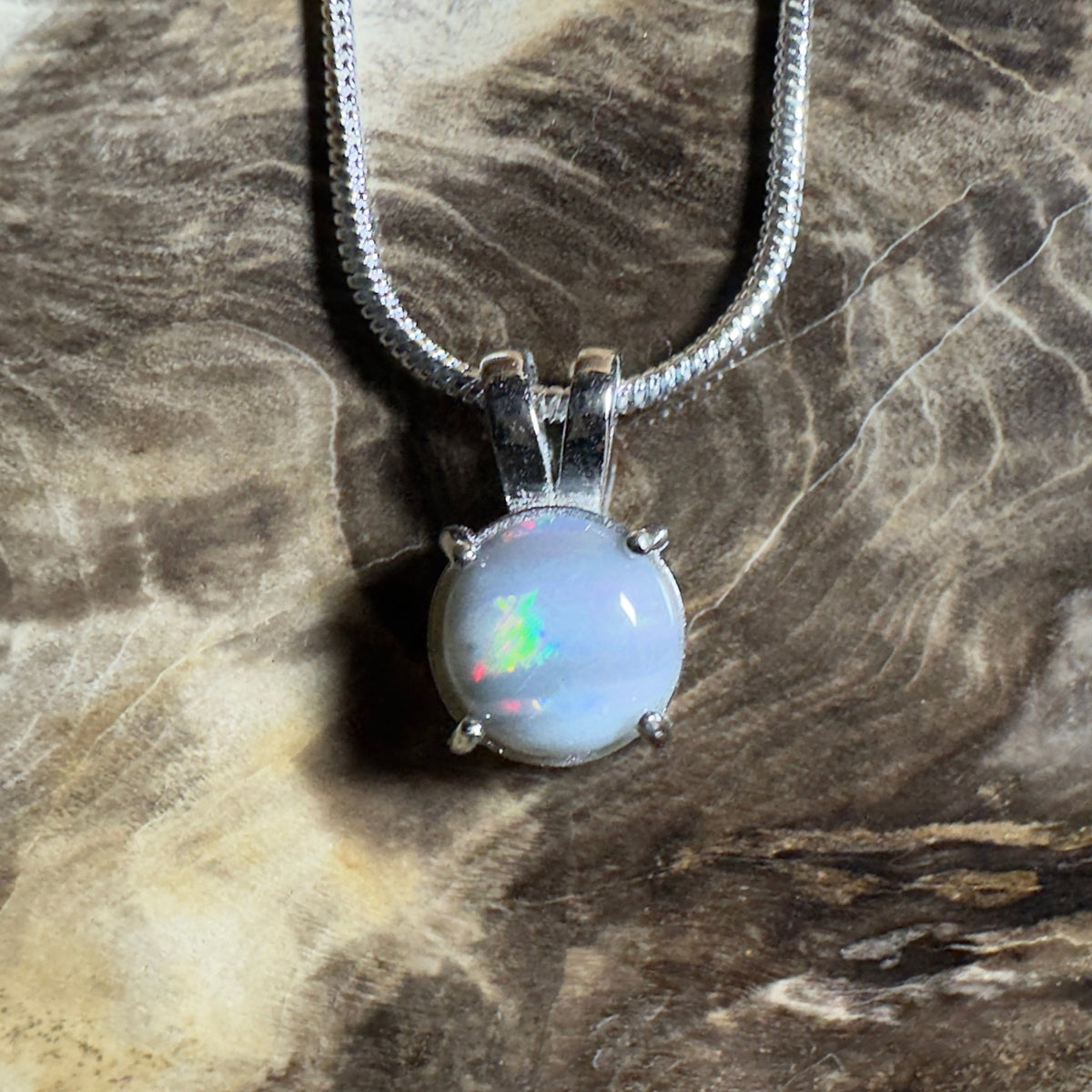 Barossa Mist ~ 1ct Lightning Ridge Opal 925 Silver Pendant
