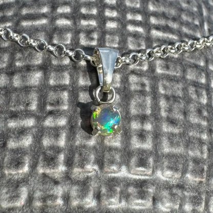 Silver chain necklace with handcrafted Barrier Reef Bliss Opal pendant in Sterling Silver