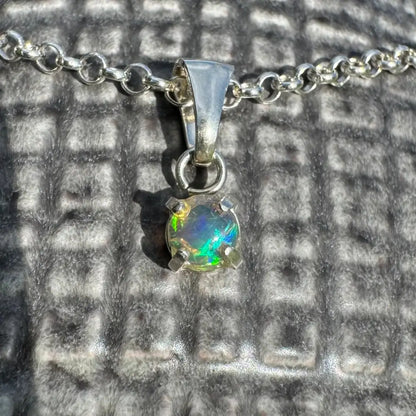 Silver opal pendant necklace from Barrier Reef Bliss featuring handcrafted Lightning Ridge opal