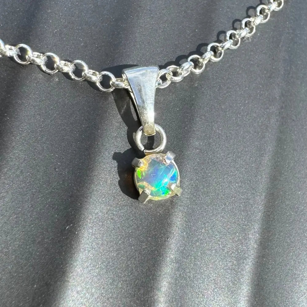 'Barrier Reef Bliss' ~ Handcrafted 0.2ct Solid Lightning Ridge Opal 925 Sterling Silver Pendant