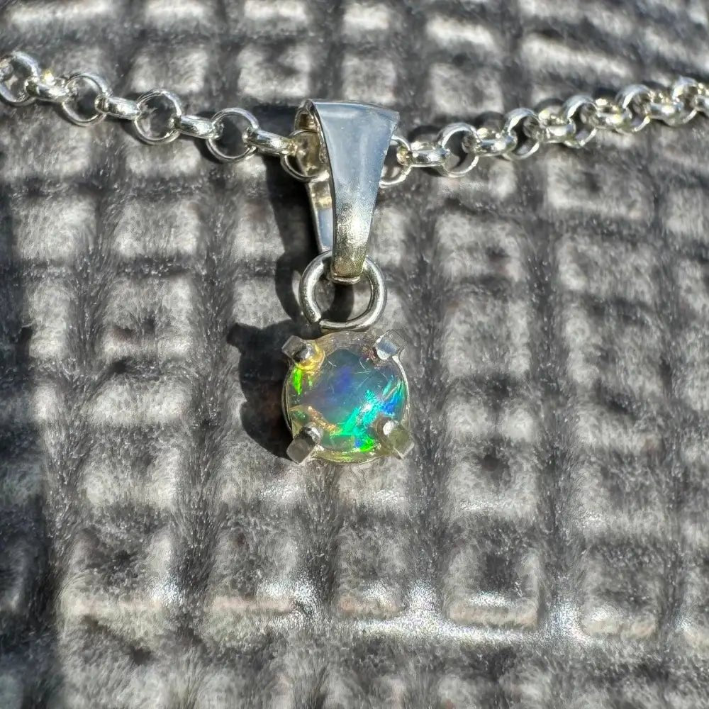 'Barrier Reef Bliss' ~ Handcrafted 0.2ct Solid Lightning Ridge Opal 925 Sterling Silver Pendant