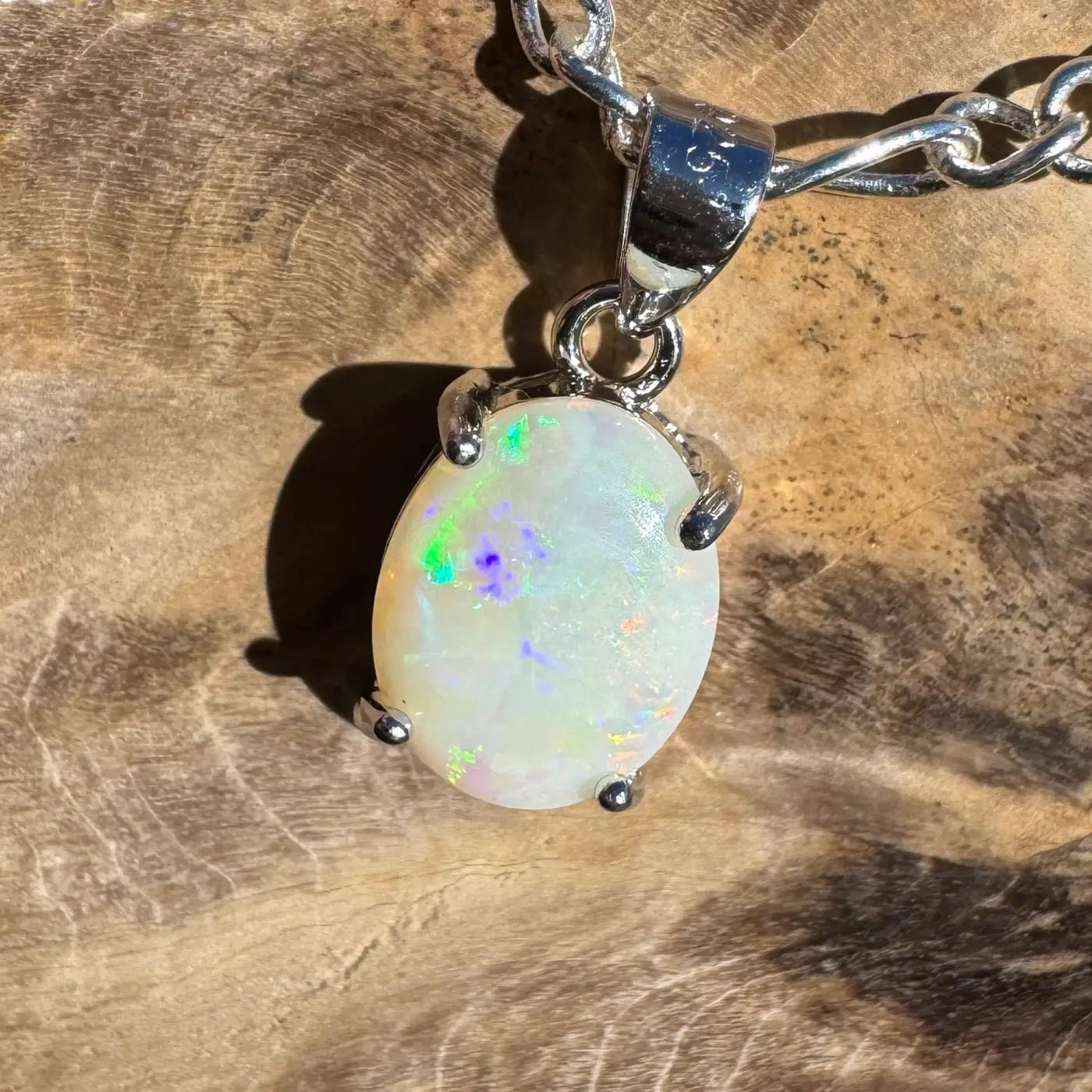 ‘Barron Falls Gleam' ~ Handcrafted 1.2ct Solid Coober Pedy Opal 925 Sterling Silver Necklace