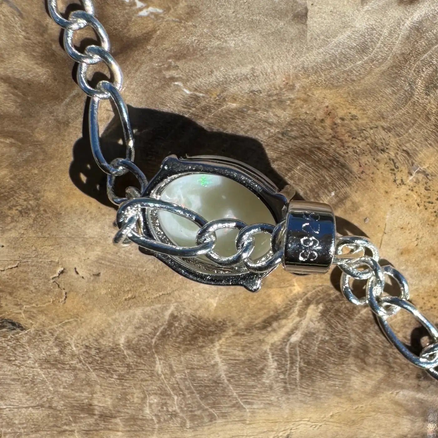 ‘Barron Falls Gleam' ~ Handcrafted 1.2ct Solid Coober Pedy Opal 925 Sterling Silver Necklace