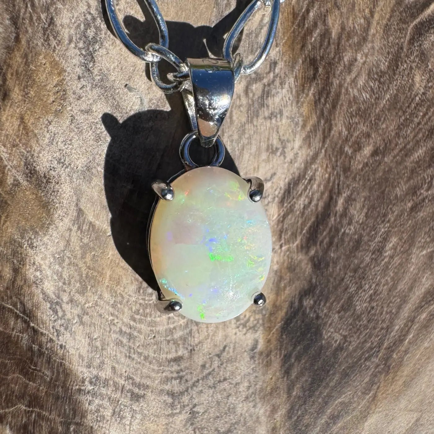 ‘Barron Falls Gleam' ~ Handcrafted 1.2ct Solid Coober Pedy Opal 925 Sterling Silver Necklace