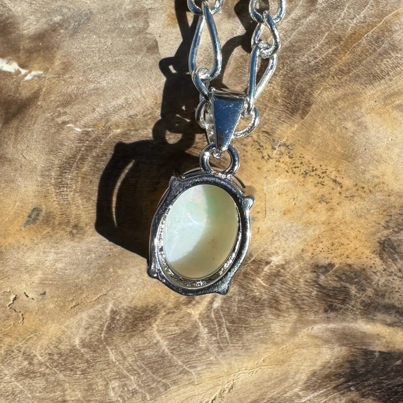 ‘Barron Falls Gleam' ~ Handcrafted 1.2ct Solid Coober Pedy Opal 925 Sterling Silver Necklace