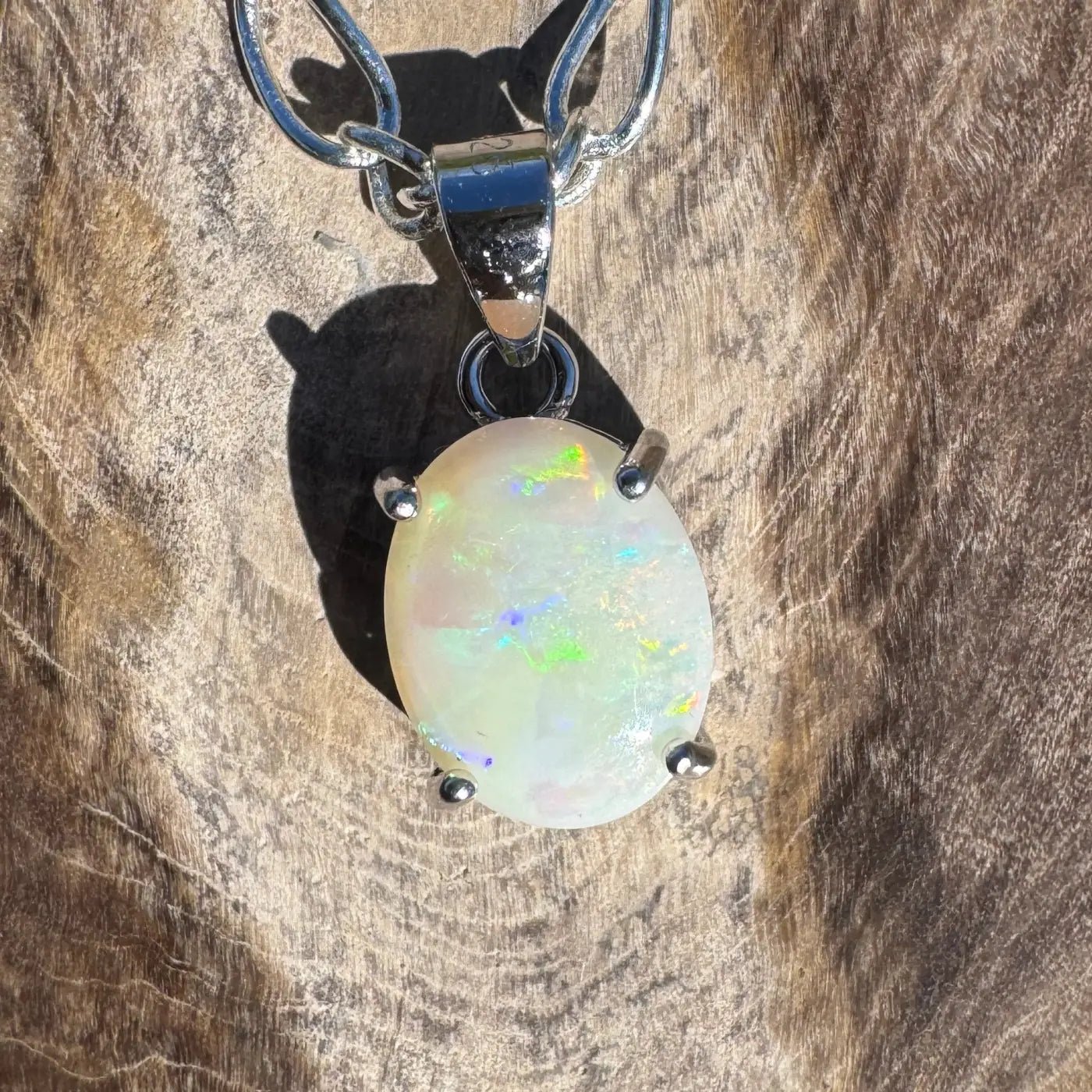 ‘Barron Falls Gleam' ~ Handcrafted 1.2ct Solid Coober Pedy Opal 925 Sterling Silver Necklace