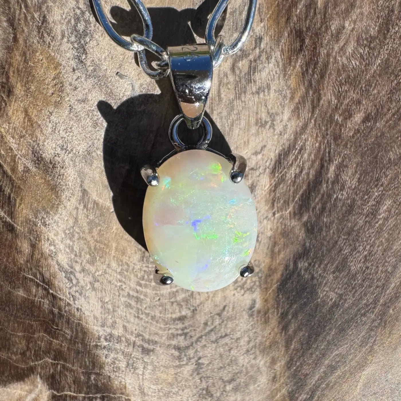 ‘Barron Falls Gleam' ~ Handcrafted 1.2ct Solid Coober Pedy Opal 925 Sterling Silver Necklace
