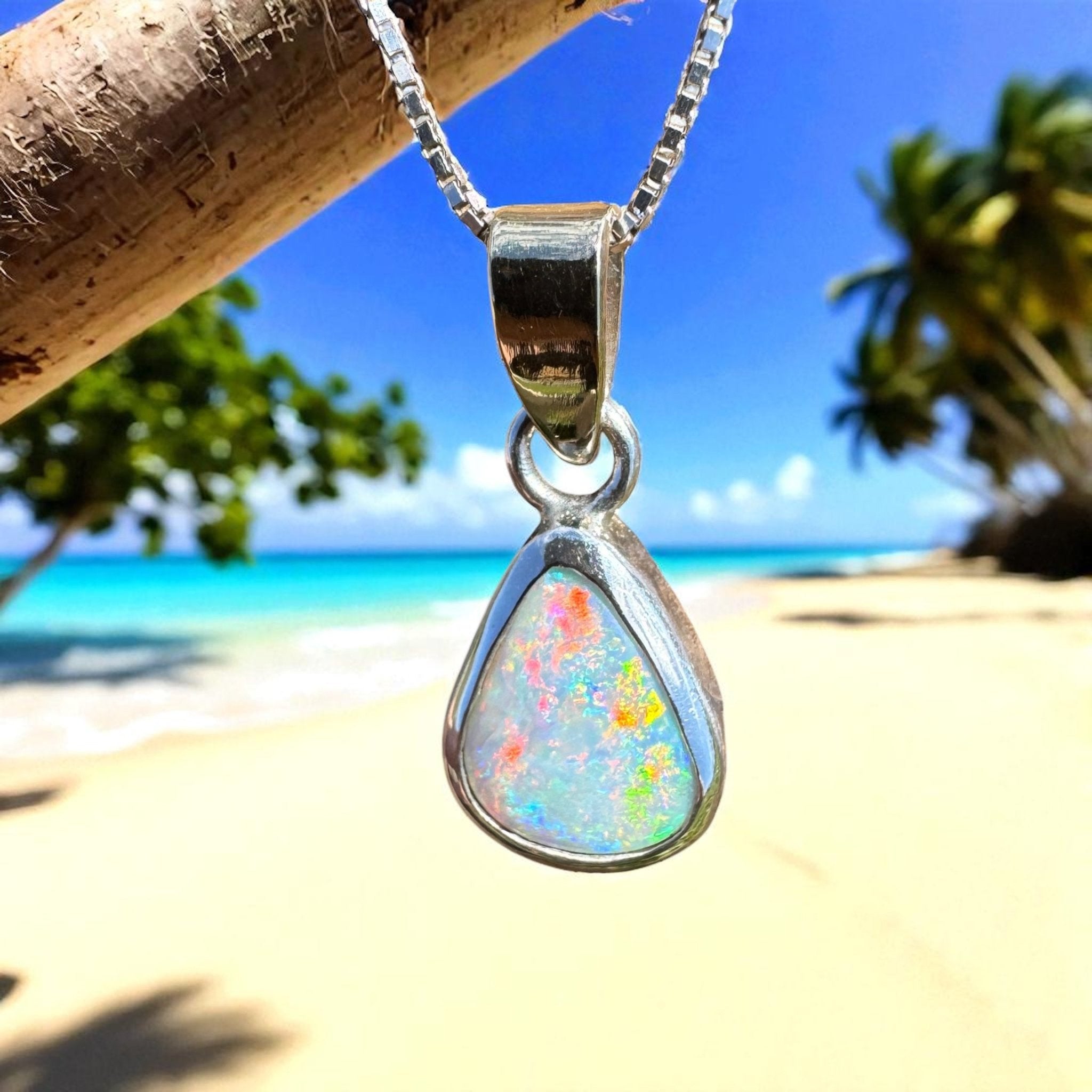Barwon Gleam ~ 1.8ct Solid Lightning Ridge Opal Two - tone 10k Gold and 925 Sterling Silver Pendant Necklace
