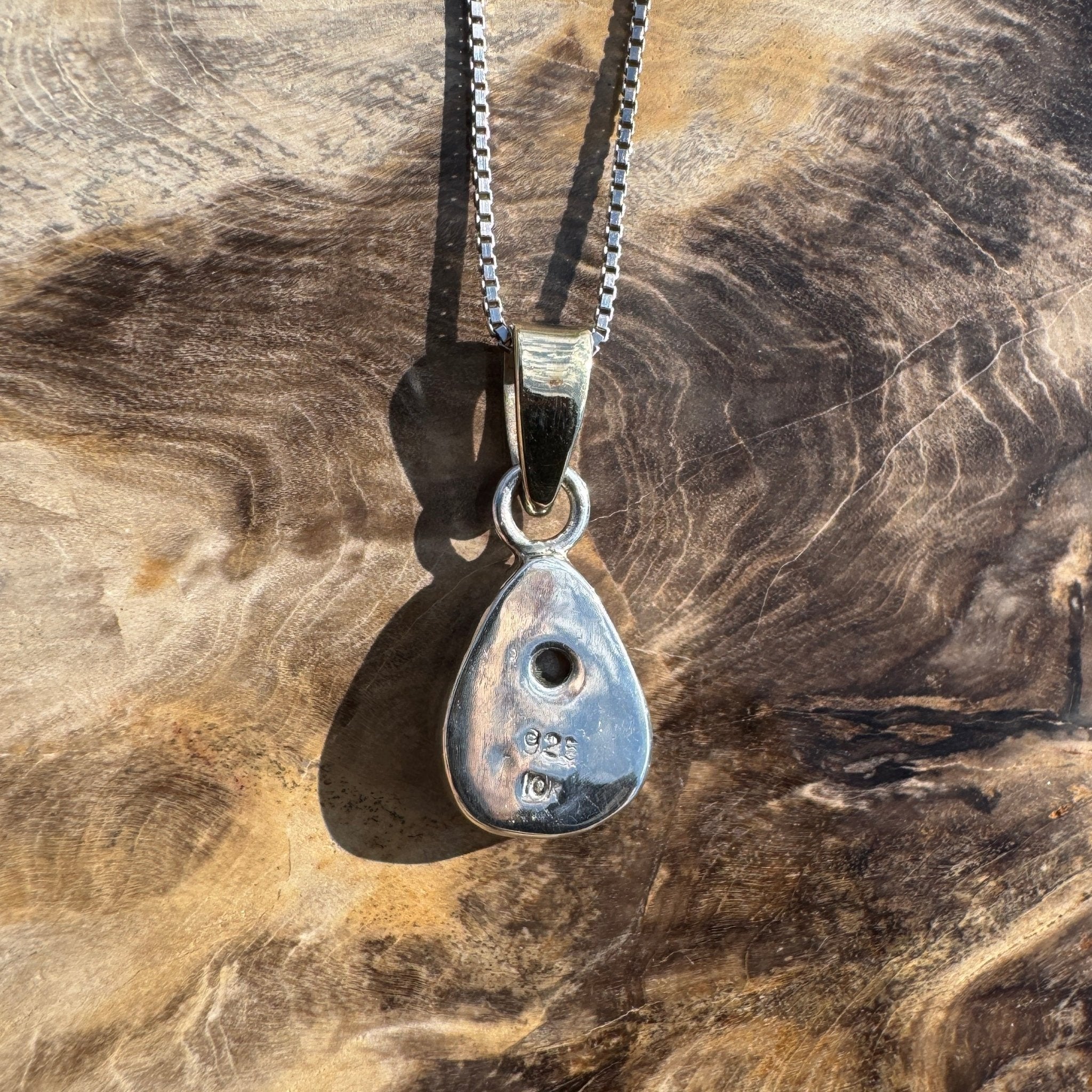 Barwon Gleam ~ 1.8ct Solid Lightning Ridge Opal Two - tone 10k Gold and 925 Sterling Silver Pendant Necklace